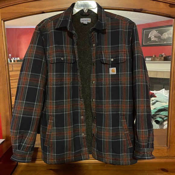 Carhartt Other - Carhartt Hubbered Sherpa lined flannel jacket♥️♥️